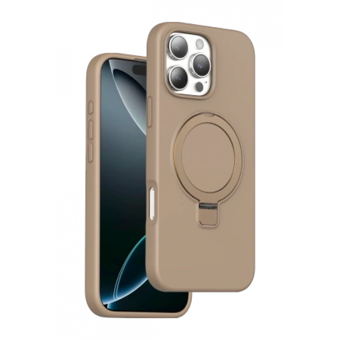 Keephone Apple iPhone 16 Pro Max Magi Pro Standlı Magsafe Kapak - Pembe