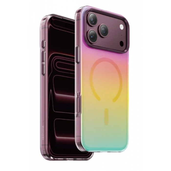 Keephone Apple iPhone 18 Pro/17 Pro Rainbow Magsafe Kapak - Bordo
