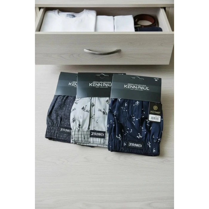 Kenpaul Desenli Poplin Erkek Boxer 3 Adet
