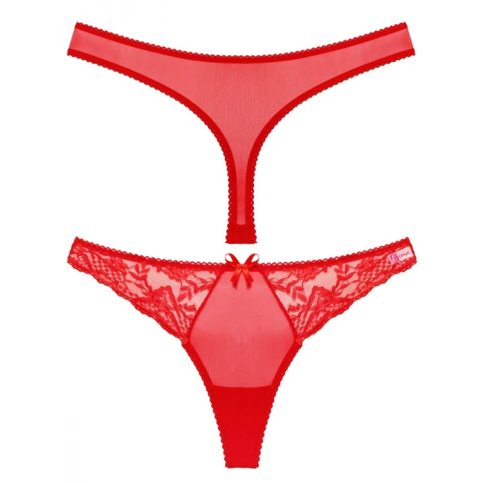 Kırmızı Dantelli Fantezi G String Külot