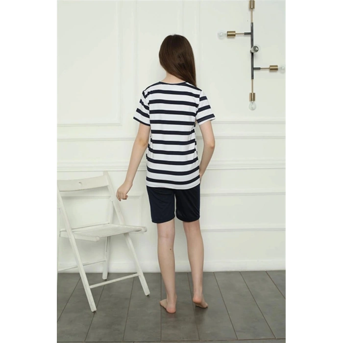 Kız Çocuk Penye Şortlu Pijama Takım Lacivert