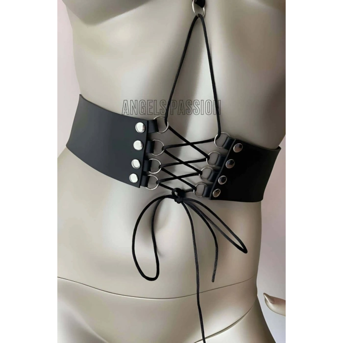 Klipsli Deri Korse Harness - Deri Korse Elbise - 594
