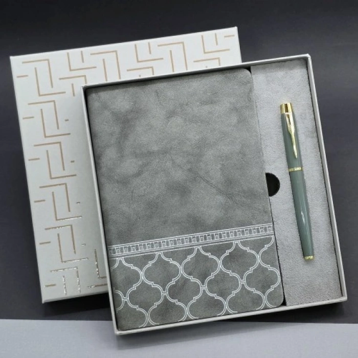 Kutulu Deri Defter Roller Kalem Set
