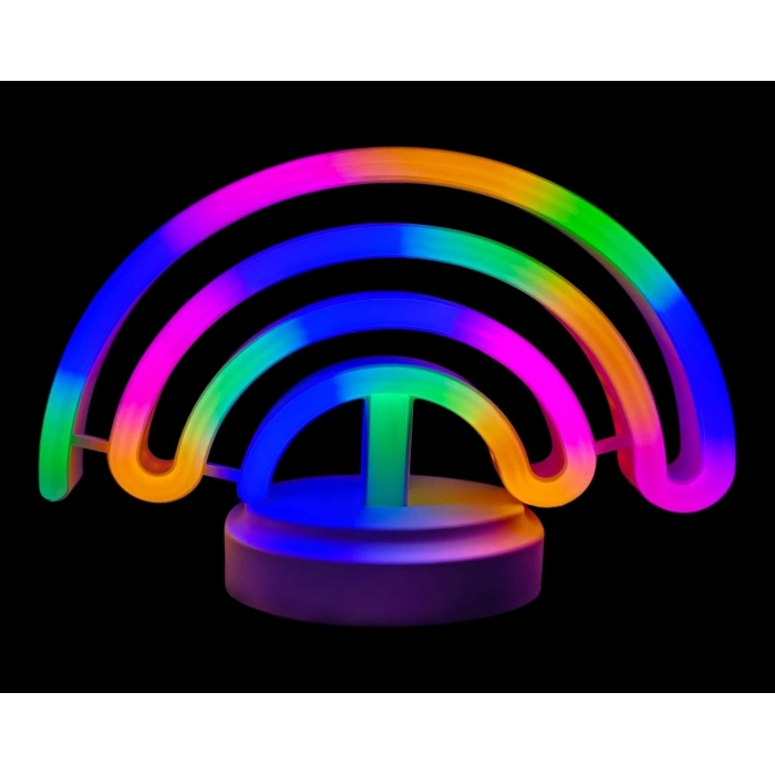 Neon Işıklı Gökkuşağı Masa Gece Lambası Pil+Usb