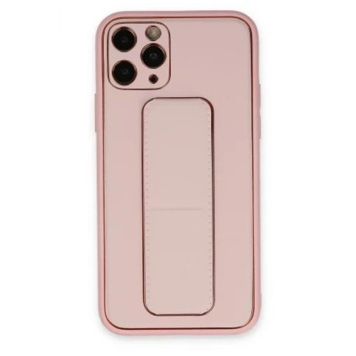 Newface Apple iPhone 11 Pro Kılıf Coco Deri Standlı Kapak - Pembe
