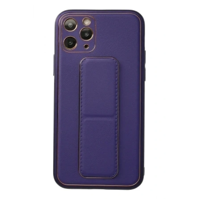 Newface Apple iPhone 11 Pro Kılıf Coco Deri Standlı Kapak - Turuncu
