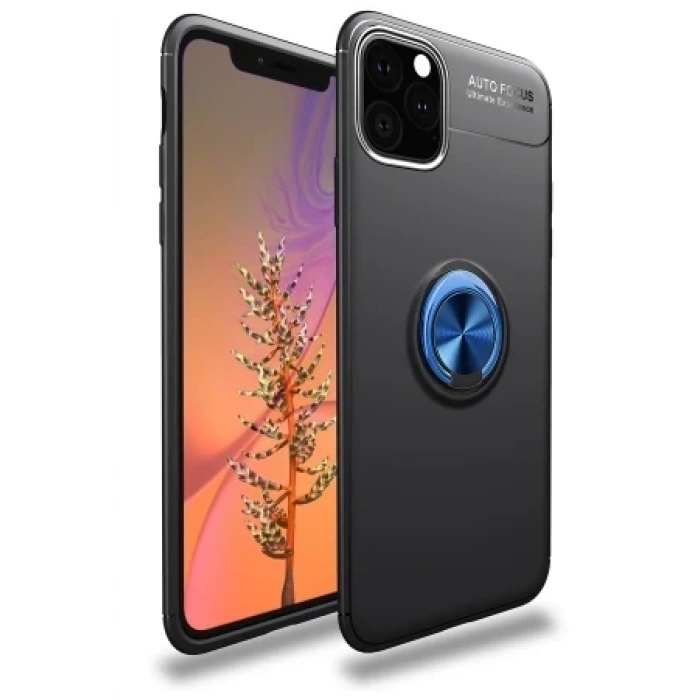 Newface Apple iPhone 11 Pro Kılıf Range Yüzüklü Silikon - Mavi