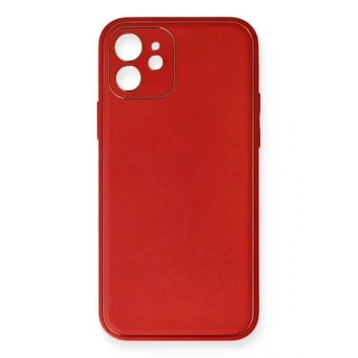 Newface Apple iPhone 12 Mini Kılıf Coco Deri Silikon Kapak - Mor