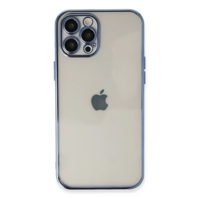 Newface Apple iPhone 12 Pro Max Kılıf Razer Lensli Silikon - Açık Mavi