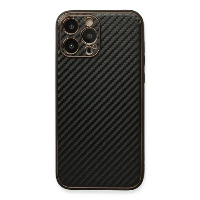 Newface Apple iPhone 13 Pro Max Kılıf Coco Karbon Silikon - Siyah
