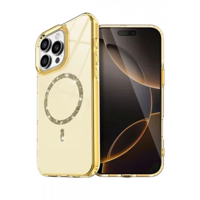 Newface Apple iPhone 15 Pro Max Live Diamond Magsafe Kapak - Şeffaf