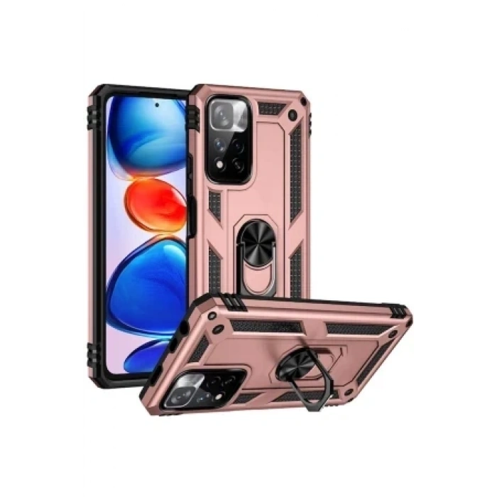 Newface Xiaomi Redmi Note 11 Pro Plus 5G Kılıf Sofya Yüzüklü Silikon Kapak - Gold