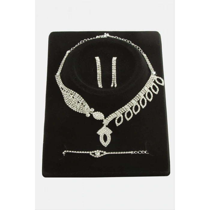 Oval Taşlı Lüks Set Kolye