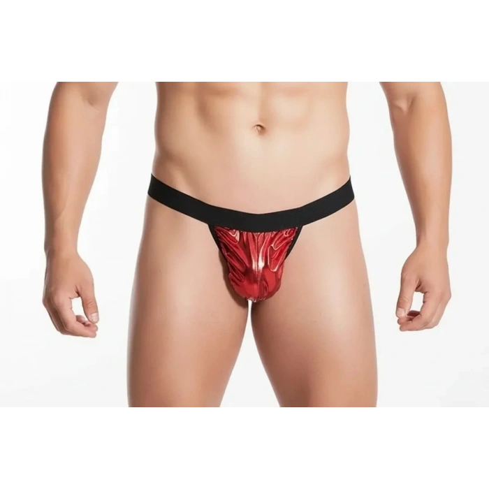 Özel Tasarım Erkek Kırmızı Lame String Tanga