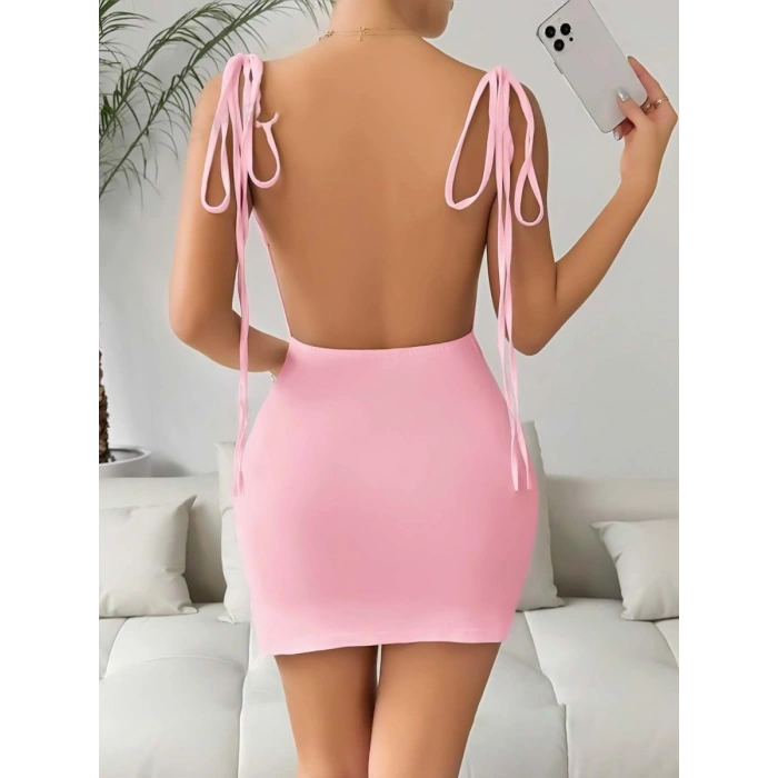 Pembe Fantezi Clup Elbisesi 6675