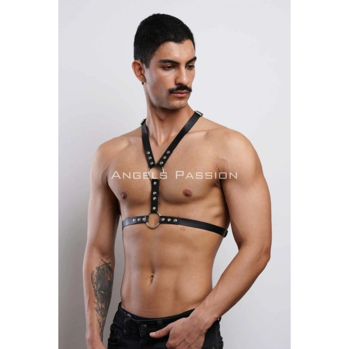 Perçin Detaylı Erkek  Göğüs Harness, Erkek  Parti Aksesuar - m108
