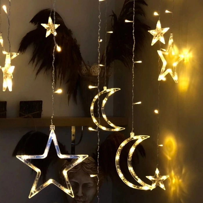 pilelistore™ Ay Yıldız Perde Led