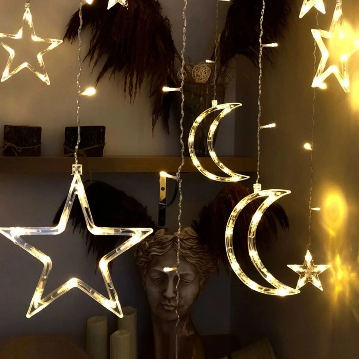 pilelistore™ Ay Yıldız Perde Led