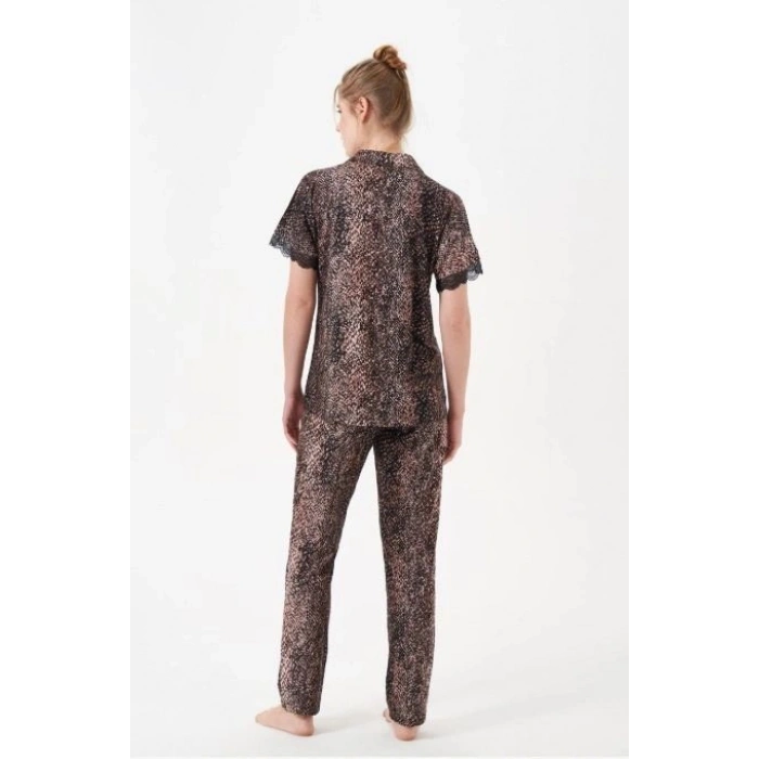 Pjs 29068 Kadın Kısa Kollu Düğmeli Pijama Takım