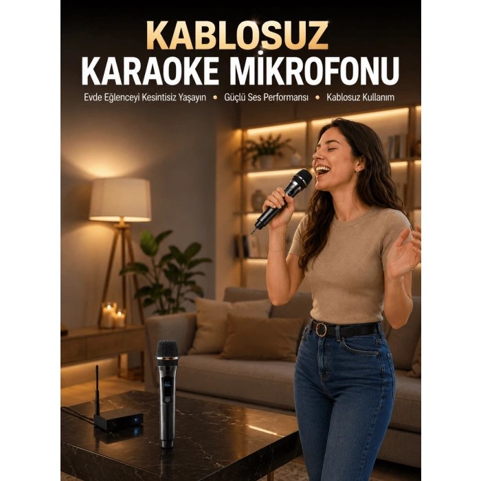 Profesyonel Kablosuz Mikrofon Seti Çift Mikrofonlu