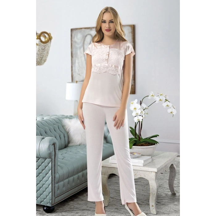 Pudra Penye Pijama Takımı - 1417