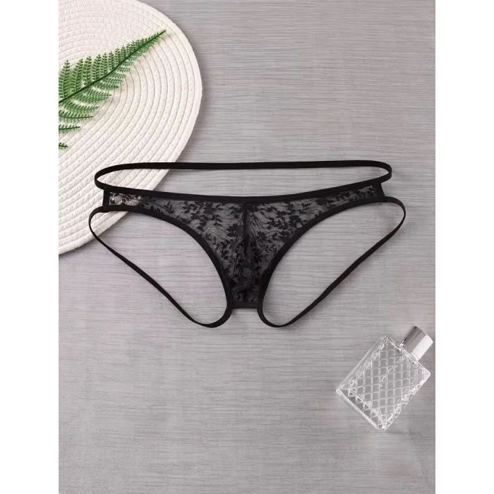 Seksi Dantelli Arkası Açık Seksi Siyah Erkek Külot