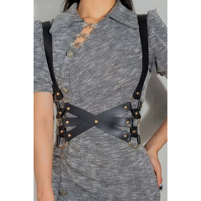 Seksi Deri Döğüs Harness - 1186