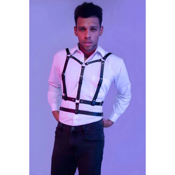 Şık Erkek  Deri Göğüs Harness - m40