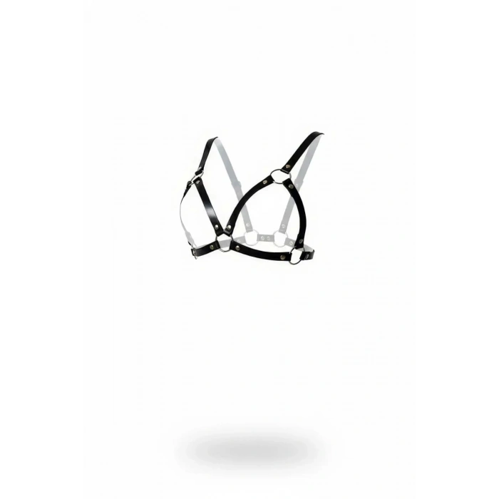 Siyah Göğüs Harness Suni Deri O-halkalı Bralet - 190