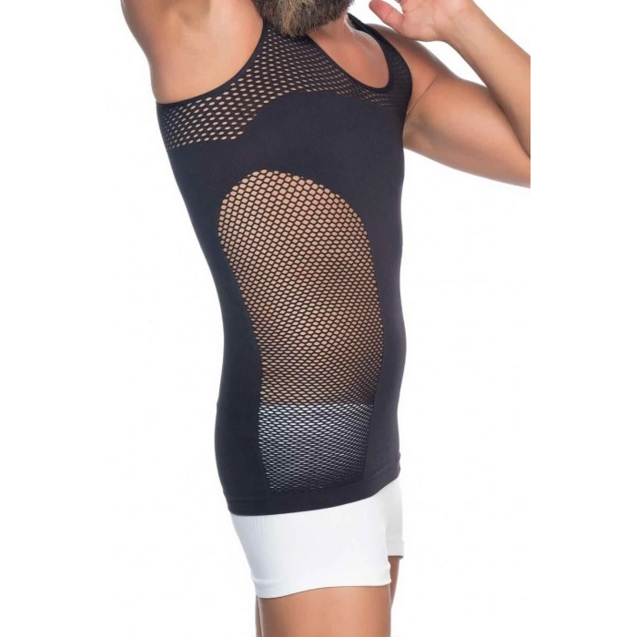Siyah Seamless Fileli Erkek Korse Atlet