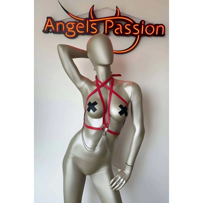 T-shirt Üzeri Deri Aksesuar, Gömlek Üzeri Şık Deri Harness - 52