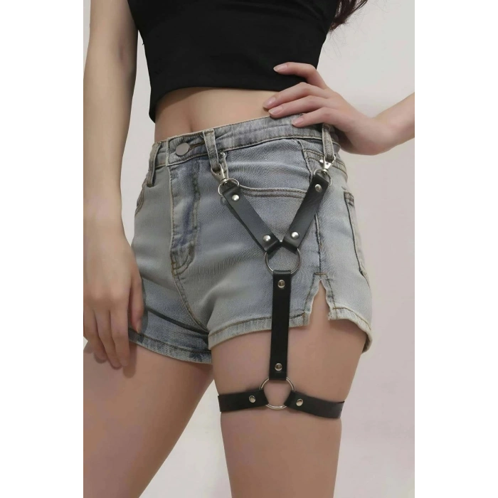Tek Bacak Deri Jartiyer Harness - 962