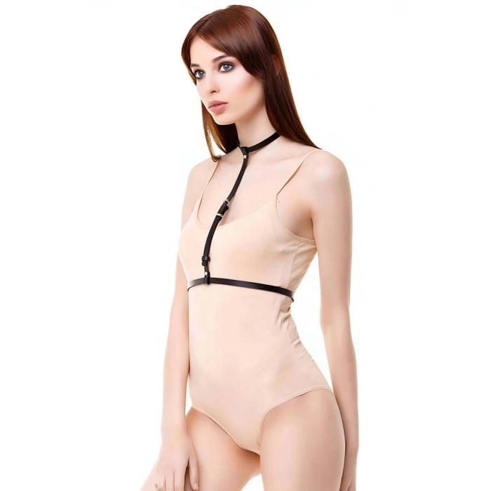 Tek Sıralı Boyun Bel Deri Harness - 188
