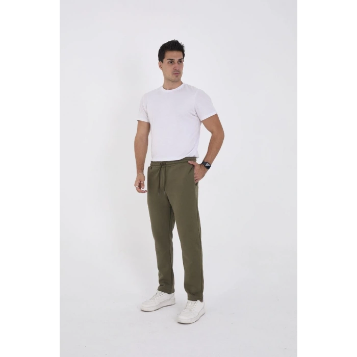 Üç İplik Basic Eşofman Pantolon - Haki