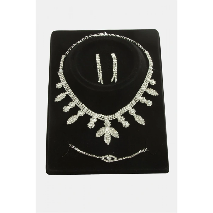 Yaprak Taşlı Lüks Set Kolye