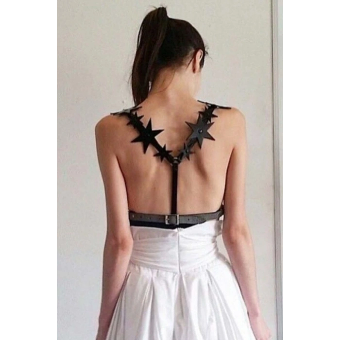 Yıldız Detaylı Şık Deri Kemer Harness - 634