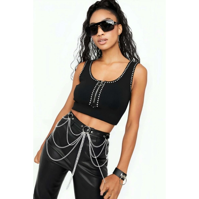 Zincir Detaylı Şık Deri Harness Kemer - 512