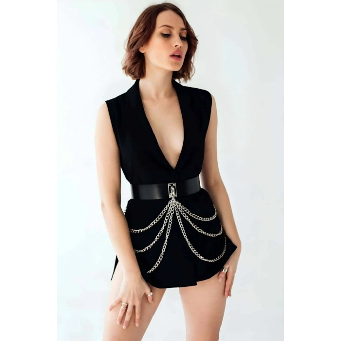 Zincirli Deri Bel Kemer Harness - 904