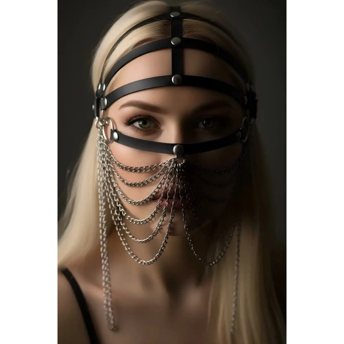 Zincirli Deri Seksi Maske - 465