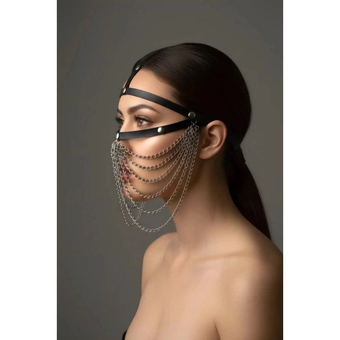 Zincirli Deri Seksi Maske - 465