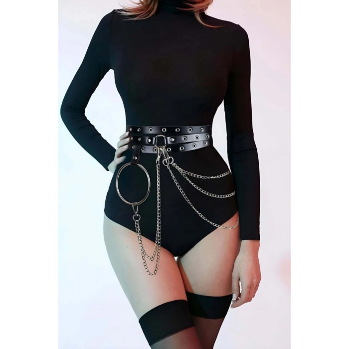 Zincirli Fantezi Deri Harness - 731