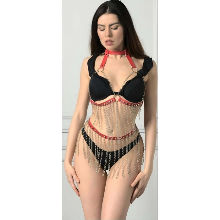 Zincirli Göğüs Ve Etek Harness Takım - 504