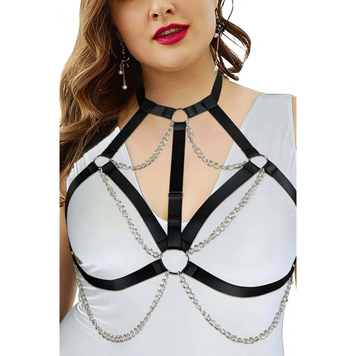 Zincirli Lastik Göğüs Harness - 818