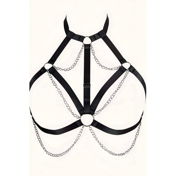 Zincirli Lastik Göğüs Harness - 818