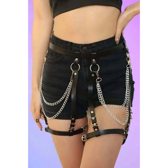 Zincirli Seksi Jartiyer Harness - 958