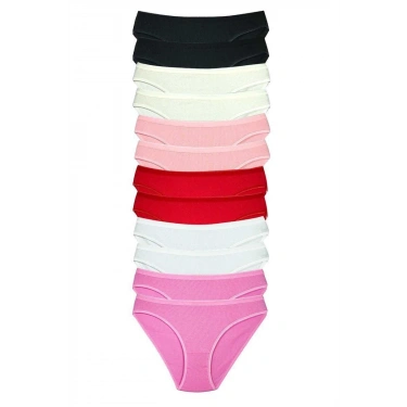 12 Adet Fitilli Pamuklu Kadın Kaşkorse Bikini Külot