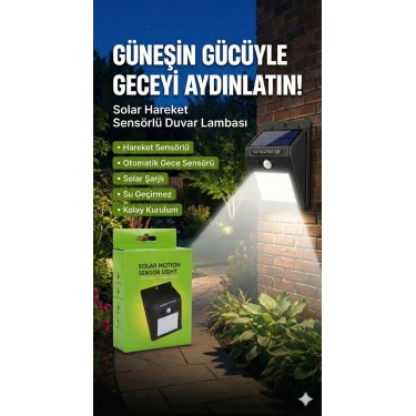20 Ledli Hareket Sensörlü Dış Mekan Solar Lamba