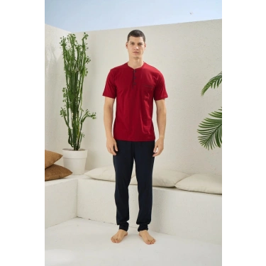 2090 Erkek Midi Yaka Pijama Takım