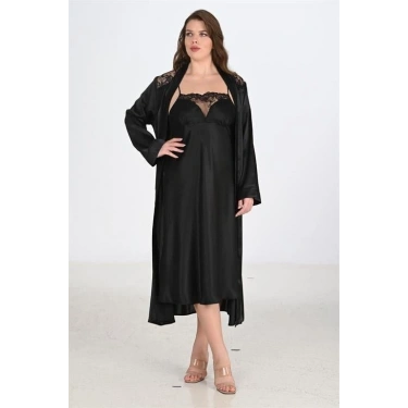 2li Siyah Sabahlık Takımı Bigsize 6221