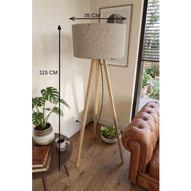 3 Ayaklı Tripod Lambader Vizon Kumaş Başlık